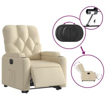 Relaxsessel mit Aufstehhilfe Elektrisch Creme Stoff