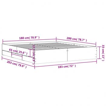 Bettgestell mit Schubladen Braun Eichen-Optik 180x200 cm