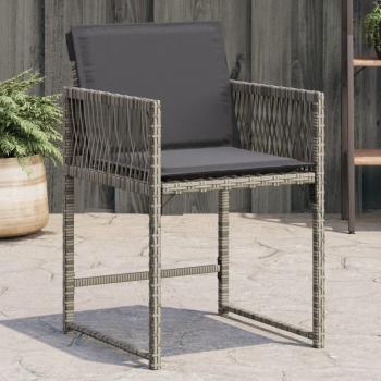 ARDEBO.de - Gartenstühle mit Kissen 4 Stk. Grau Poly Rattan