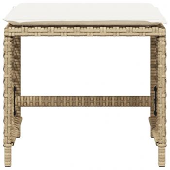 Gartenhocker mit Kissen 4 Stk. Beige 41x41x36 cm Poly Rattan