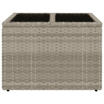 Gartentisch mit Glasplatte Hellgrau 55x55x37 cm Poly Rattan