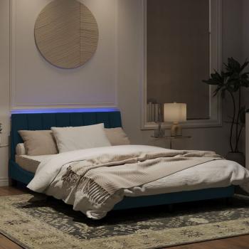 Bettgestell mit LED-Leuchten Blau 140x190 cm Samt