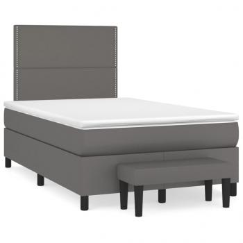 Boxspringbett mit Matratze Grau 120x190 cm Kunstleder