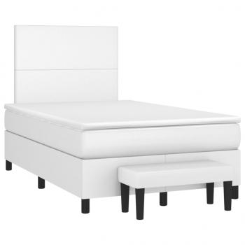 ARDEBO.de - Boxspringbett mit Matratze Weiß 120x190 cm Kunstleder