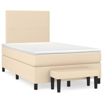 ARDEBO.de - Boxspringbett mit Matratze Creme 120x190 cm Stoff