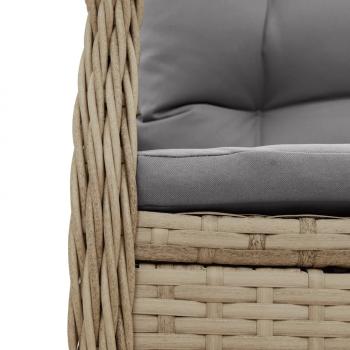 3-tlg. Garten-Essgruppe mit Kissen Beige Poly Rattan