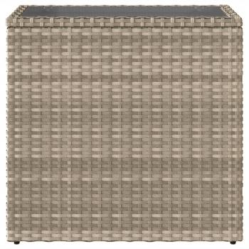 Garten-Beistelltisch mit Glasplatte 58x27,5x55 cm Poly Rattan