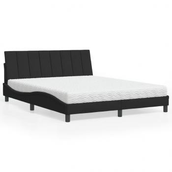 ARDEBO.de - Bett mit Matratze Schwarz 160x200 cm Samt