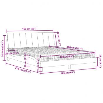 Bett mit Matratze Schwarz 160x200 cm Samt