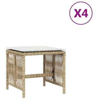 Gartenhocker mit Kissen 4 Stk. Beige 41x41x36 cm Poly Rattan