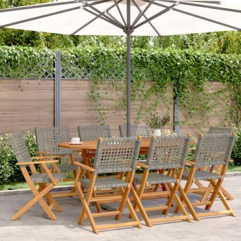 ARDEBO.de - Gartenstühle 8 Stk. Klappbar Grau Poly Rattan & Massivholz