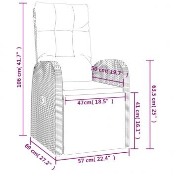 7-tlg. Garten-Essgruppe mit Kissen Schwarz Poly Rattan