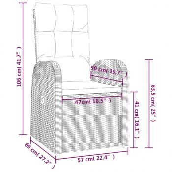 9-tlg. Garten-Essgruppe mit Kissen Schwarz Poly Rattan