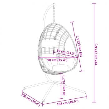 Hängesessel Ei-Design mit Ständer Anthrazit Rattan und Stahl