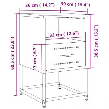 Nachttisch Anthrazit 36x39x60,5 cm Stahl