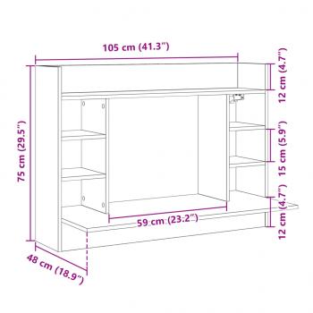 Wand-Schreibtisch Schwarz 105x48x75 cm Holzwerkstoff