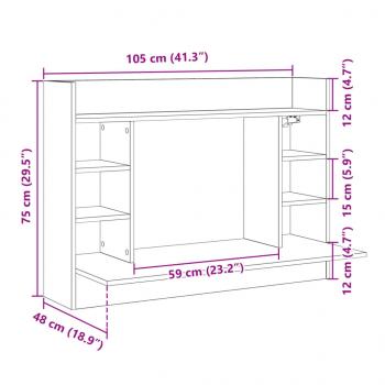 Wand-Schreibtisch Braun Eichen-Optik 105x48x75 cm Holzwerkstoff