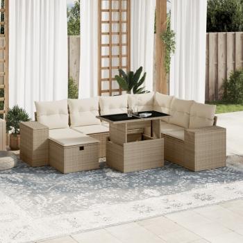 ARDEBO.de - 8-tlg. Garten-Sofagarnitur mit Kissen Beige Poly Rattan