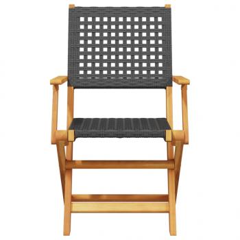 3-tlg. Bistro-Set Schwarz Poly Rattan und Massivholz