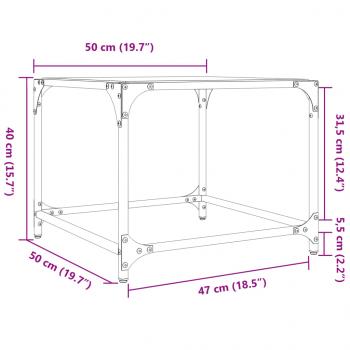 Couchtische mit Glasplatte 2 Stk. Transparent 50x50x40 cm Stahl