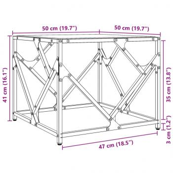 Couchtisch mit Glasplatte Transparent 50x50x41 cm Stahl