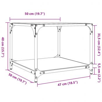 Couchtische mit Glasplatte 2 Stk. Transparent 50x50x40 cm Stahl