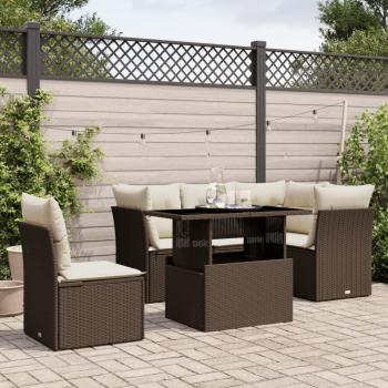 ARDEBO.de - 6-tlg. Garten-Sofagarnitur mit Kissen Braun Poly Rattan