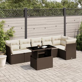 ARDEBO.de - 7-tlg. Garten-Sofagarnitur mit Kissen Braun Poly Rattan