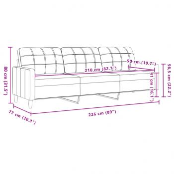 3-Sitzer-Sofa Hellgrau 210 cm Stoff