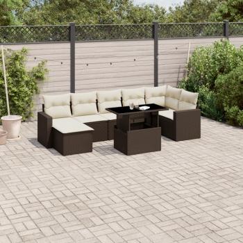 ARDEBO.de - 8-tlg. Garten-Sofagarnitur mit Kissen Braun Poly Rattan