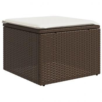 9-tlg. Garten-Sofagarnitur mit Kissen Braun Poly Rattan