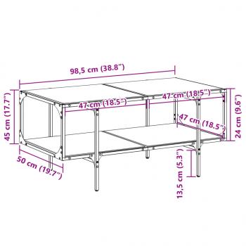 Couchtisch mit Glasplatte Transparent 98,5x50x45 cm Stahl