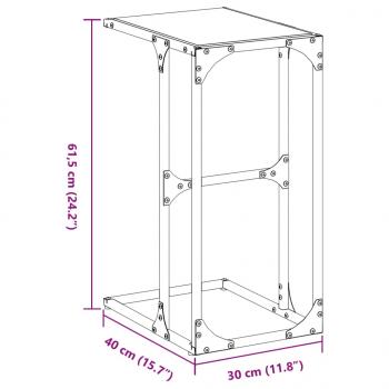 Beistelltisch mit Glasplatte Schwarz 40x30x61,5 cm Stahl