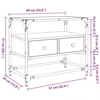 TV-Schrank mit Glasplatte Räuchereiche 60x35x51cm Holzwerkstoff