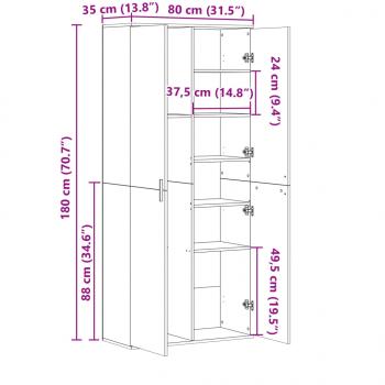 Highboard Braun Eichen-Optik 80x35x180 cm Holzwerkstoff