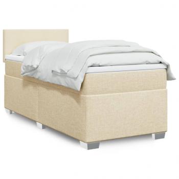 ARDEBO.de - Boxspringbett mit Matratze Creme 90x200 cm Stoff