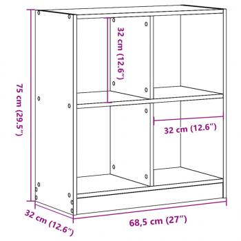 Bücherregal Weiß 68,5x32x75 cm Holzwerkstoff