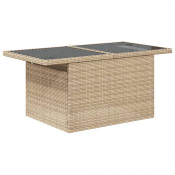 9-tlg. Garten-Sofagarnitur mit Kissen Beige Poly Rattan