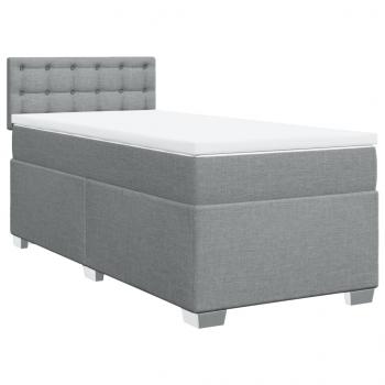 Boxspringbett mit Matratze Hellgrau 90x190 cm Stoff