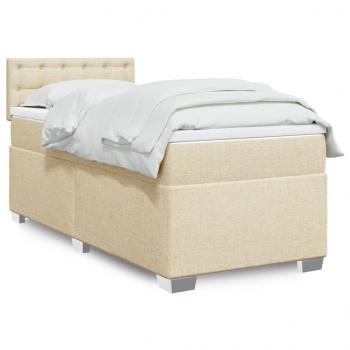 ARDEBO.de - Boxspringbett mit Matratze Creme 90x190 cm Stoff