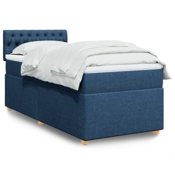 ARDEBO.de - Boxspringbett mit Matratze Blau 90x190 cm Stoff