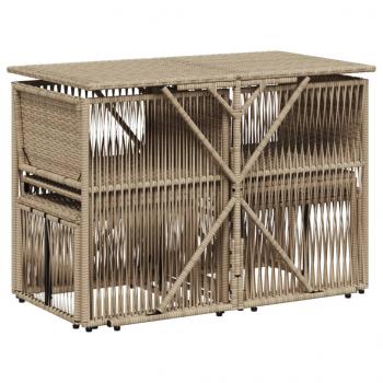 7-tlg. Garten-Essgruppe mit Kissen Beige Poly Rattan