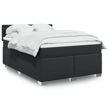 ARDEBO.de - Boxspringbett mit Matratze Schwarz 140x190 cm Kunstleder