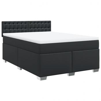 Boxspringbett mit Matratze Schwarz 140x190 cm Kunstleder