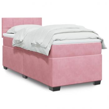 ARDEBO.de - Boxspringbett mit Matratze Rosa 100x200 cm Samt