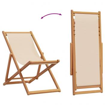 Strandstühle 2 Stk. Klappbar Beige Stoff und Massivholz