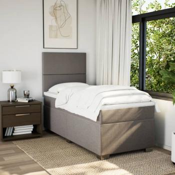 Boxspringbett mit Matratze Taupe 100x200 cm Stoff