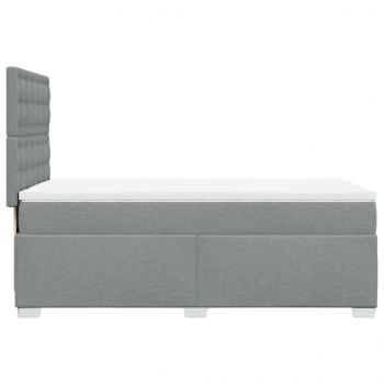 Boxspringbett mit Matratze Hellgrau 100x200 cm Stoff