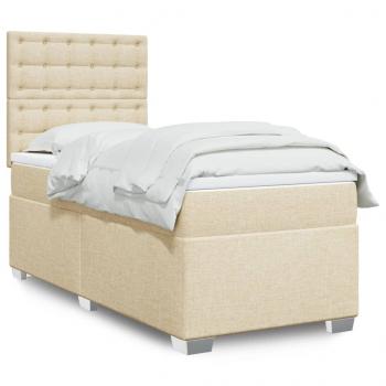 ARDEBO.de - Boxspringbett mit Matratze Creme 100x200 cm Stoff