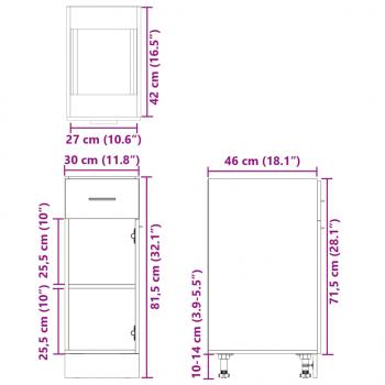 Schubunterschrank Sonoma-Eiche 30x46x81,5 cm Holzwerkstoff